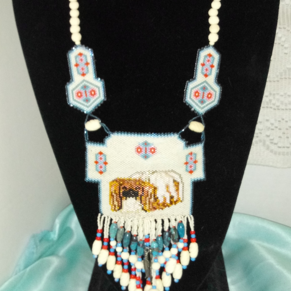 SOLD. Fabulous Native American seed bead necklace